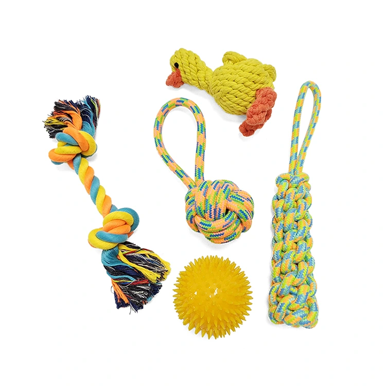 Diş çıkarma için 5 paket köpek halat oyuncakları